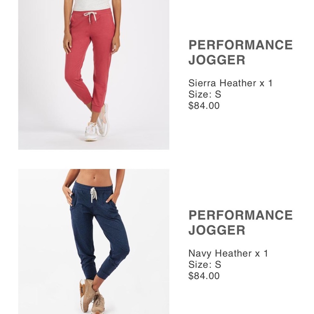 Vuori Performance Joggers - Red (Sierra Heather)